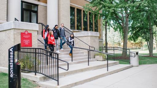 students walking on campus